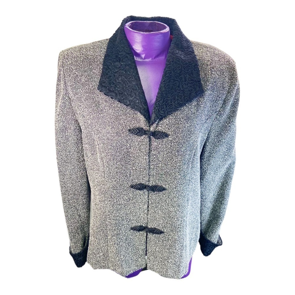Miss Dorby vintage black white blazer with shoulder pads 12